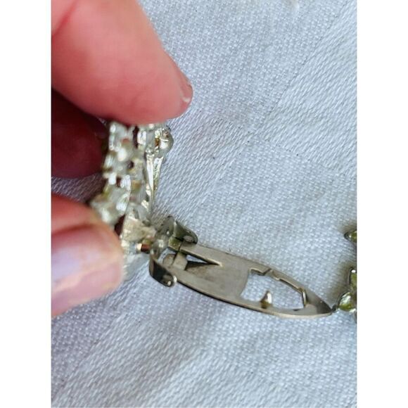 Vintage silver and cut glass ornate dress clips. - Picture 5 of 6